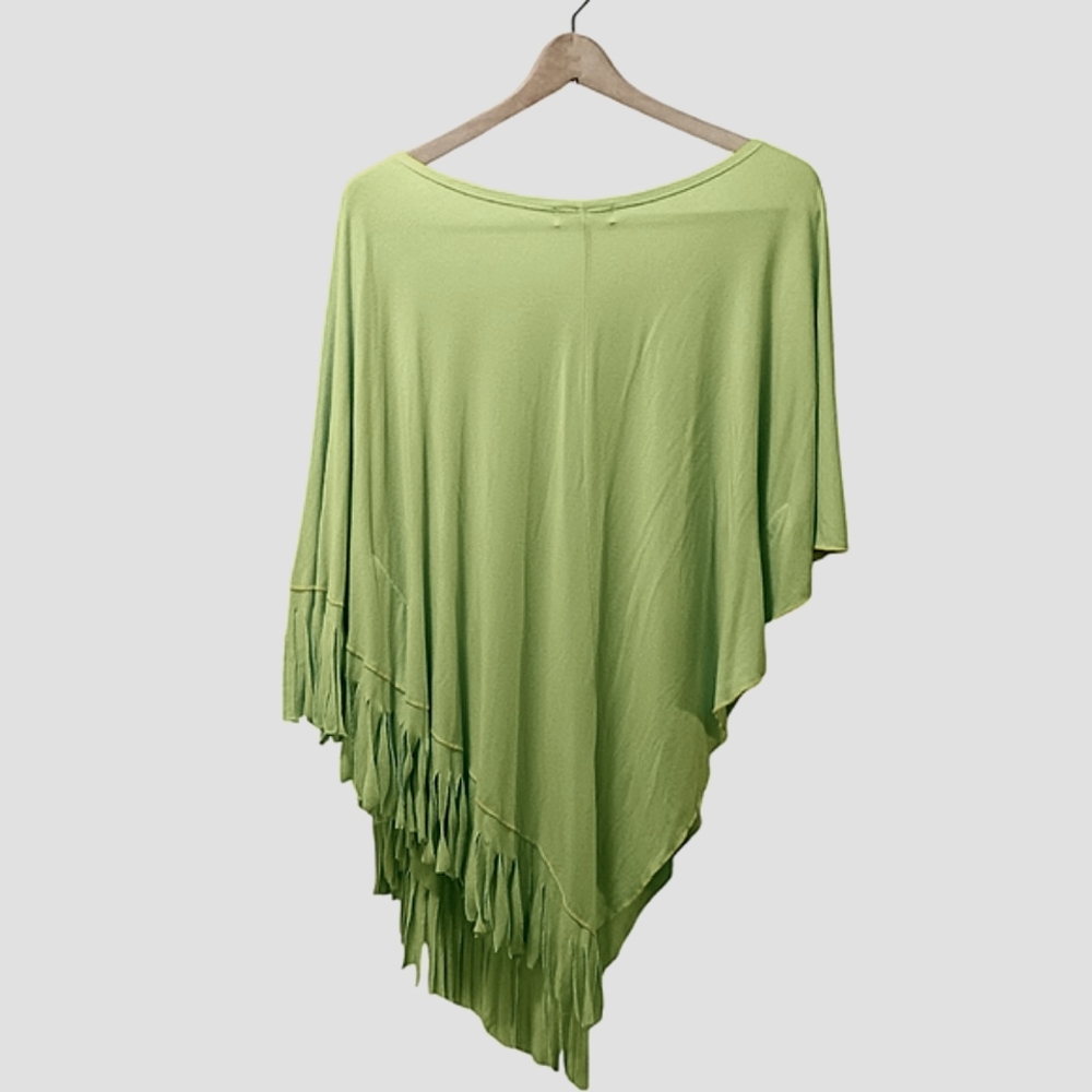 - GREEN ASYMMETRICAL FRINGE TOP